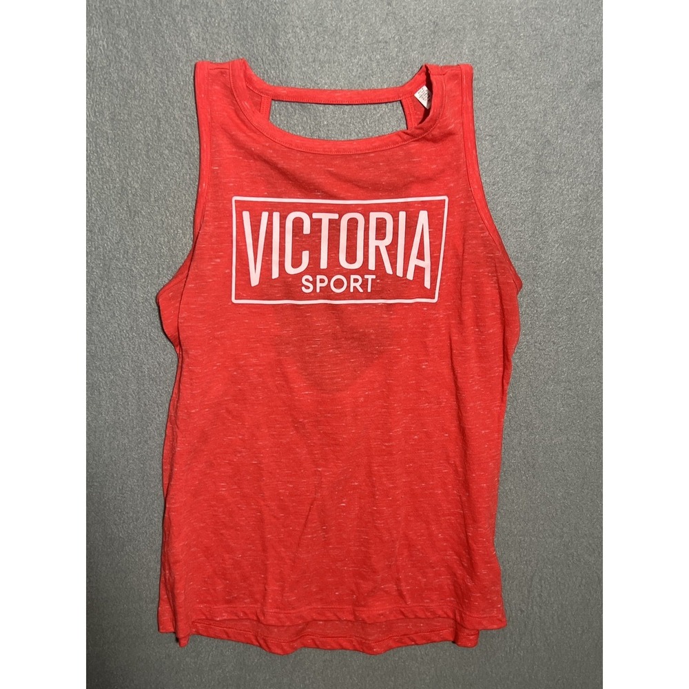 Victoria Sport Women's Coral Heather Activewear Tank Top Cutout Back‎ Size S
